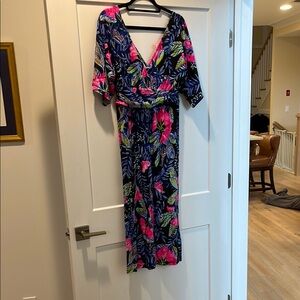 Floral V-Neck Maxi Dress - Multicolor